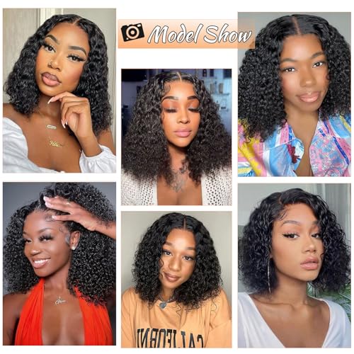 Bob Wig Human Hair 13x4 Water Wave Lace Front Wig Human Hair Pre Plucked 14 Inch 200% Density Short Bob Wet and Wavy Lace Front Wigs human hair for Black Women