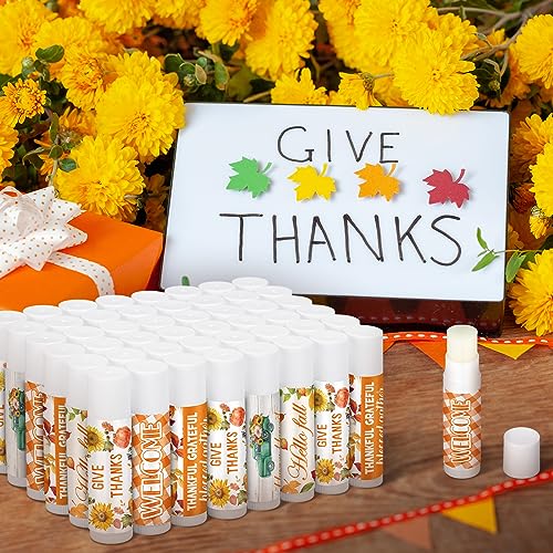 100 Pcs Thanksgiving Lip Balms Friendsgiving Party Favors Bulk Thanksgiving Lip Balm Fall Party Gifts Autumn Basket Stuffers Small Thank You Gift for Women Men Staffs (Honey Flavor)