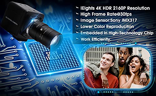 4K USB Camera Manual Zoom Webcam 5-50mm Variable Focus PC Camera for Computer Mini UVC USB2.0 Web Camera IMX317 Varifocal USB with Camera Industrial Video Close-up Camera for Laptop Android Mac