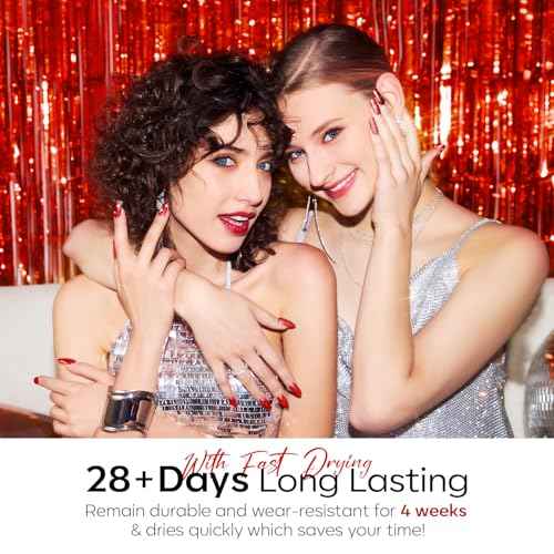 modelones Gel Nail Polish Kit -6 Colors Red Christmas Gel Polish Set Burgundy Glitter Sparkle Bloody Soak Off Gel Nail Kit Manicure DIY Nail Art Salon Home New Year Gift