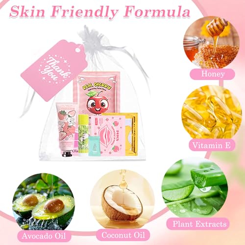 90PCS Spa Party Supplies for Girls,Daughter Spa Gift Sets Favors Include Face Masks,Lip Balm,Lip Mask,Eye Patches,Skin Care For Teens 10-12,Spa Birthday Sleepover Party Supplies for Kids Teens Girls