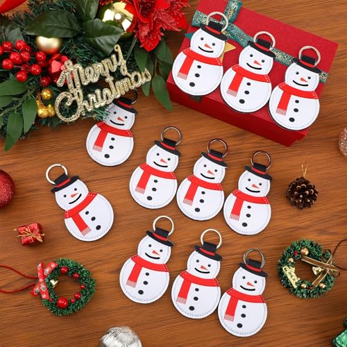 24 Pcs Christmas Lipstick Holder Keychain Lip Balm Holder Bulk Lipstick Neoprene Portable Sleeve for Christmas Party Favors Gifts Women Nurses Teachers Employees Friends(Snowman)