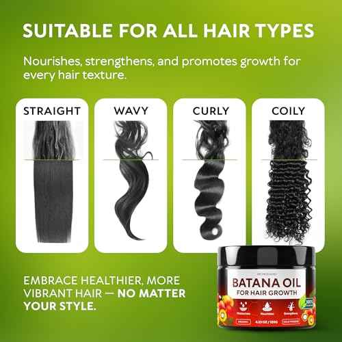 Batana Oil for Hair Growth - 100% Raw & Organic Dr Sebi Batana Oil - Cold-Pressed & Pure Unrefined Batana Hair Mask for Women & Men - Enhances Hair Thickness, Prevents Loss, Repairs Split Ends