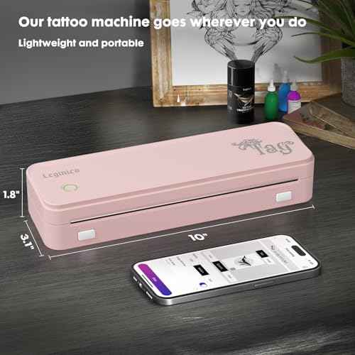 Tattoo Stencil Printer with 40pcs Transfer Paper, Bluetooth Thermal Tattoo Printer Machine for Beginners & Artists, Compatible with Android & iOS, PC(Pink)