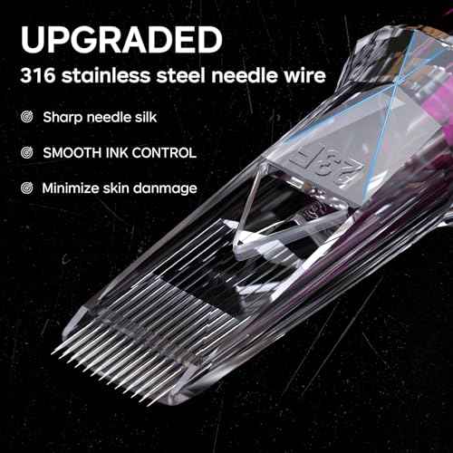 Tattoo Cartridge Needles 20pcs Assorted Disposable #12 Tattoo Needle Cartridges 3RL 5RL 7RL 9RL 11RL 7RM 9RM 11RM 13RM 15RM Round Liner Tattoo Beginner Kit for Tattoo Supplies(MIX(RL+RM))