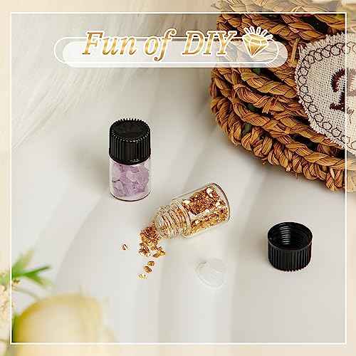 Lallisa 100 Pcs 2 ml Glass Vials with Screw Black Caps and Plastic Stoppers, Leak-proof Clear Small Sample Vials for Oil Travel Perfume Containers for Aromatherapy, Wedding Favors, DIY Crafts