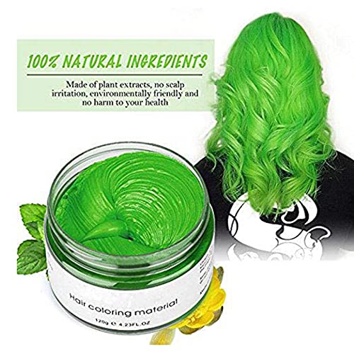Green Hair Spray, Temporary Color Wax, Natural Coloring Material, Disposable Styling Clay for Cosplay, Party, Masquerade, Halloween (Green, 1 Pack)