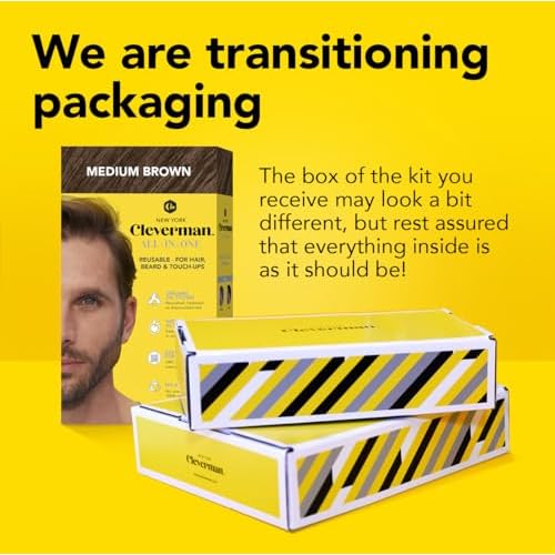 Cleverman Dark Brown Hair & Beard Dye Kit for Men - Natural-Looking Gray Coverage, Professional-Quality, Ammonia-Free for Hair, Beard & Mustache