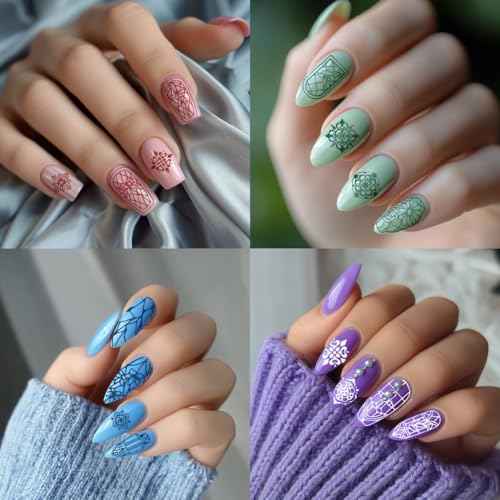 PH PandaHall 3pcs Glass Window Nail Art Templates, 79 Patterns Flower Window Mini Flower Nail Stamping Plate Nail Art Stencils Stainless Steel Plates for Nail Design Print Manicure Salon