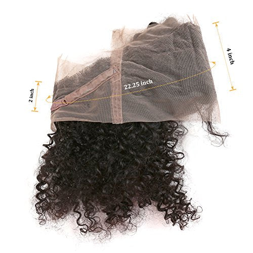 Upscale Human Hair Celebrity Deep Curly 360 Lace Frontal Closure, Pre Plucked Natural Hairline with Baby Hair (18¡± Natural Black) by Bella Hair