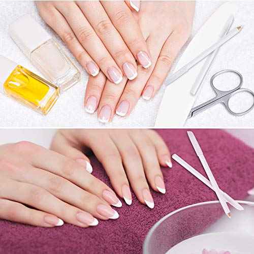 Maitys 2 Pieces Nail Whitening Pencil 2-in-1 White Nail Pencil DIY Design Manicure with Cuticle Pusher