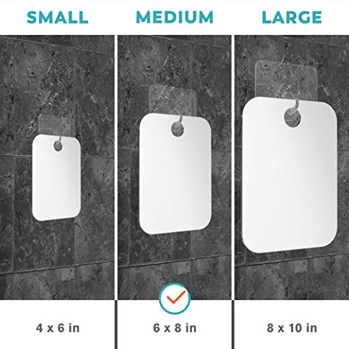 HONEYBULL Fogless Shower Mirror for Shaving ? Anti-Fog Acrylic Mirror with Razor Holder, No-Drill Wall Mount, Flat Design for Steam Showers, Medium 6x8in