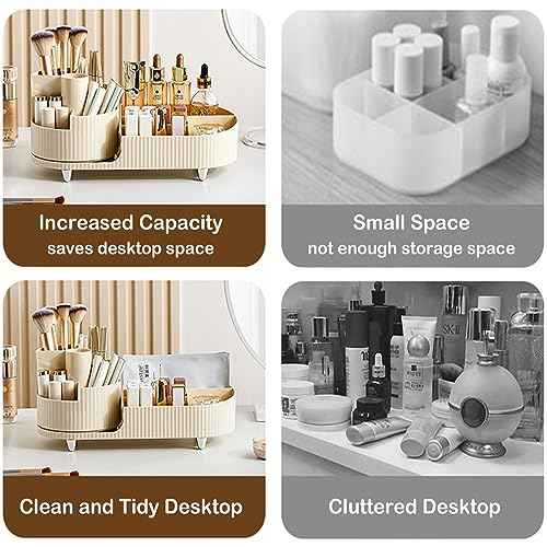 360¡Æ Rotating Vanity Makeup Organizer with Brush Holder, Large Spinning Cosmetic Storage for Skincare, Perfumes and Lotions