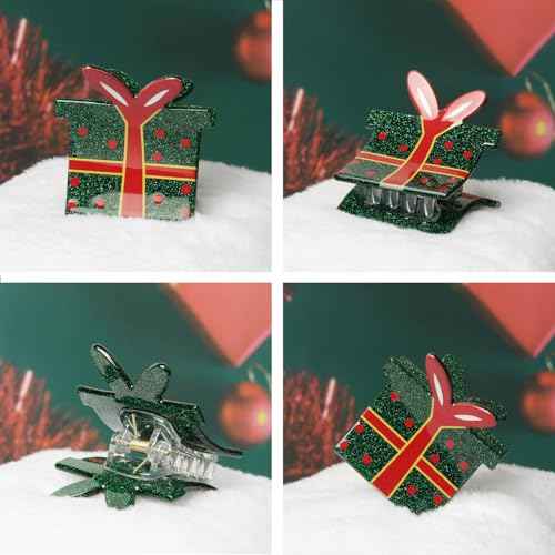 Christmas Hair Claw Clips for Girls Red Green Hair Clips Cute Snowman Hair Clip Christmas Hair Accessories for Women Pack of 4