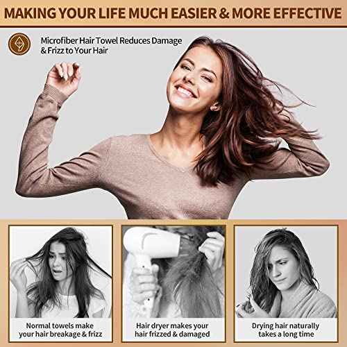 NEXCOVER Hair Towel Microfiber, 2 Pack White 9.8 inch X 25.5 inch Hair Wrap,Ultra Absorbent Hair Turbans,Fast Drying Head Towels for Women Wet Hair,Long,Curly,Thick,Frizzy Hair