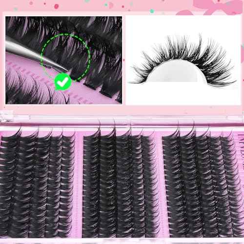 TNFVLONEINS Lash Clusters Wispy Eyelash Clusters Spiky Individual Lashes Clusters D Volume Cluster Eyelash Extensions DIY Lash Cluster Extension Thick Eye Lash Cluster (10-16MM,3 Styles)