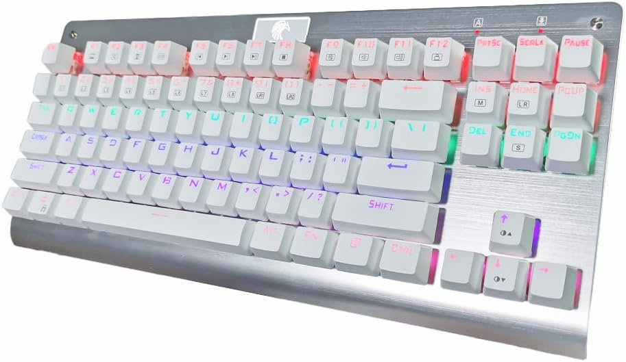 Z-77 75% Mechanical Keyboard – 87-Key Tenkeyless, Outemu Tactile Brown Switches, White Design, Multi-Color RGB Backlight, N-Key Rollover, Multiple Lighting Modes