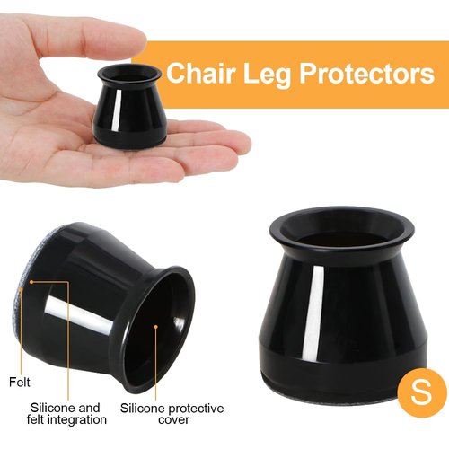 32 Pcs Chair Leg Protectors for Hardwood Floors, Silicone Felt Furniture Leg Cover Pad for Protecting Floors from Scratches and Noise, Smooth Moving,Small(Fit Round Diameter:5/16" to 1-5/16")