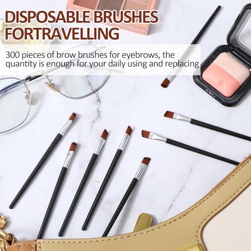 200 PCS Brow Tint Brush Multi Function Eyebrow Brush Cosmetic Brow Brushes for Eyebrows Portable Angled Eyebrow Brush Professional Brow Tint Brush Beauticians Supplies (Black)