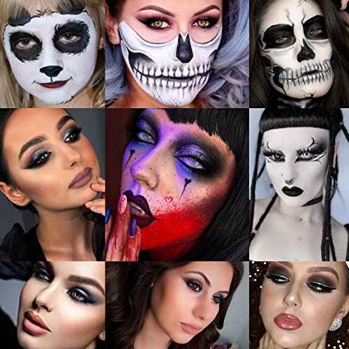 ecofavor Black Smoky Eye shadow Palette, DE¡¯LANCI PANDA 9 Colors True Black Dark Grey Smokey Goth Makeup Pallet, 9 Soft Matte Shimmer High Pigmented Basic Black White Gray Shade for Halloween