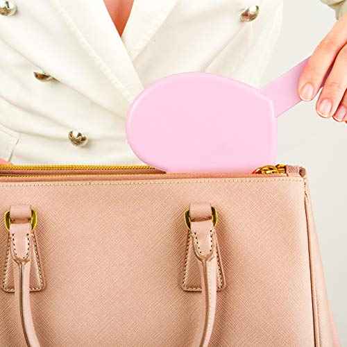 Jetec 2 Pieces Heart Shaped Handheld Cosmetic Mirrors Mini Travel Makeup Mirrors with Handle Small Heart Decorative for Women(Pink, Purple)