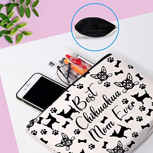 GJTIM Chihuahua Mom Gift Chihuahua Owner Gift Best Chihuahua Mom Ever Chihuahua Gift Makeup Bag Animal Dog Lover Gift (Chihuahua Mom Bag)