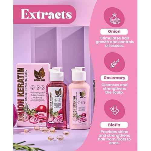 NATURAL SANT - Onion Keratin DuoBox 120ml ? Deep Repair & Smoothing for Dry, Damaged Hair, Frizz Control & Heat Protection with Biotin & Rosemary