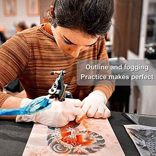 228Pcs Fake Skin Tattoo Practice Kit for Beginners - Include 3 Tattoo Skins 3 Transfer Paper 2 Tattoos Cover Up Tape 200 Machine Covers 20 Ink Caps for Tattoos Starter Kit Tattooing Supplies