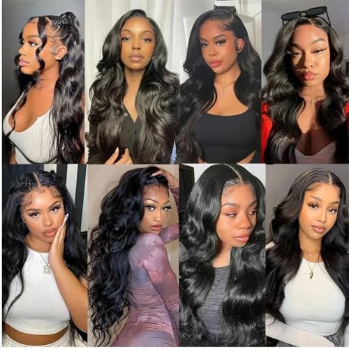 12A Human Hair Bundles 16 18 20 Inch Body Wave 100% Unprocessed Hair 3 Bundles Deals Extensions Quick Weave Human Hair Natural Black Color