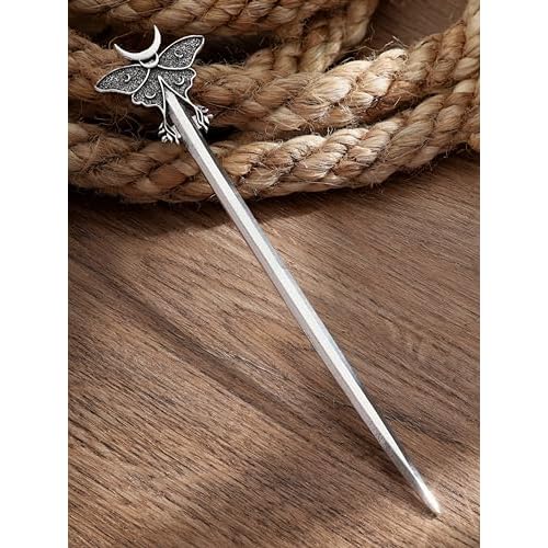 HAQUIL Luna Moth Crescent Moon Hair Clip for Women and Men - Fashion Punk Gothic Hairpin with Moonphase Moth Design, Nickel-free Metal Alloy, Unique Gifts for Jewelry Lovers