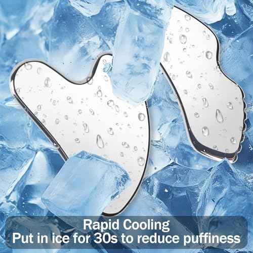 2PCS Stainless Steel Gua Sha Facial Tools Set Gua Sha Facial Tools for Face Sculpting Metal Boby Lymphatic Massage Detailer Neck Gift for Women