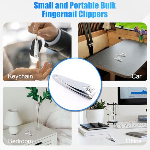 HOFASON 100 Pcs Nail Clippers Bulk for Men Women Adult, Professional Stainless Steel Fingernail & Toe Nail Clipper Cutter Set Travel Manicure Pedicure Trimmer Kit Gift for Homeless Supplies