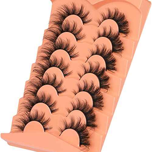 False Eyelashes Wispy Lashes Natural Look Fake Eyelashes Cat Eye Lashes Mink Fluffy Strip False Lashes Fox Eye Lashes Pack 7 Pairs ALICROWN