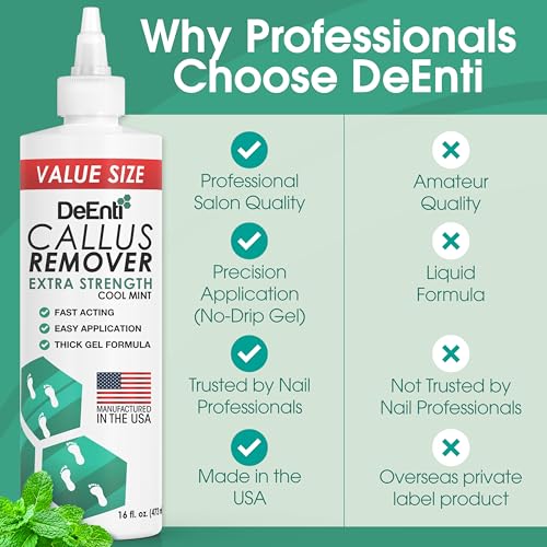 Callus Remover for Feet, Extra Strength Foot Callus Remover Gel, 16oz Salon Grade Home Pedicure Supplies for Dry Skin, Cracked Heel, Professional Strength Foot Care, Cool Mint