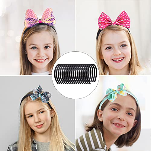 36 Pcs Black Plastic Headbands with Teeth Comb for Women Girls,9mm Hard Plain Thin Hair Bands DIY Accessories for Lady,Sold