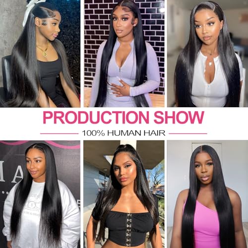 12A Straight Bundles Human Hair 16 18 20 Inch 100% Unprocessed Brazilian Virgin Hair Bundles Straight Hair 3 Bundles Weave Bundles Human Hair Extension