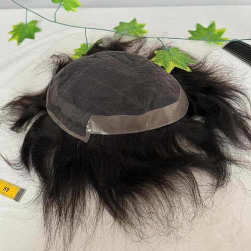 Men's Hairpiece European Human Hair Toupee 9x7inch Swiss Lace Skin PU Back Hair Replacement Wig #2 Dark Brown Color