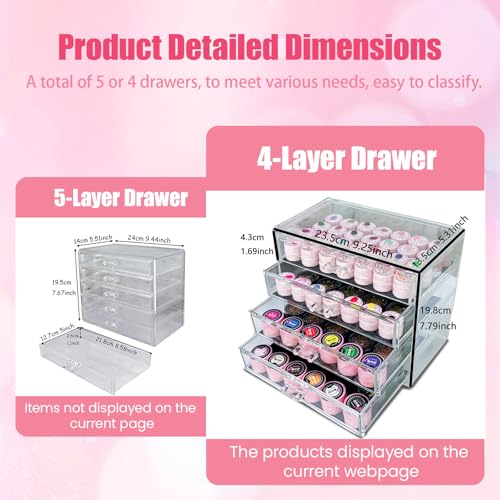 4 Tier Nail Art Decoration Storage Box£¬Acrylic Make Up & Jewelry Organizer with Drawers, Cosmetic Storage for Dresser Countertop and Bathroom£¬Beauty Holder for Lipstick Brush