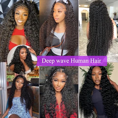 200% Density 34 Inch Deep Wave Lace Front Wigs Human Hair 13X6 HD Lace Frontal Curly Human Hair Wig Fluffy Natural Pre Plucked Wet And Wavy Wigs for Black Women Girl