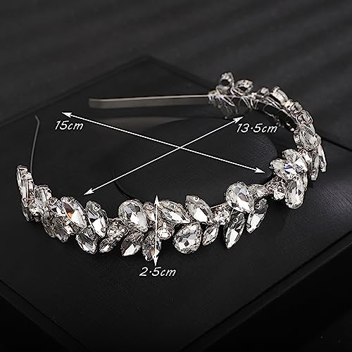 Teyglen Crystal Wedding Crown Bridal Red Rhinestone Tiara Headband Full Blue Black Pink Pieces Handmade Rhinestone Headpieces Hair Accessories for Women Party Prom Birthday (Red)