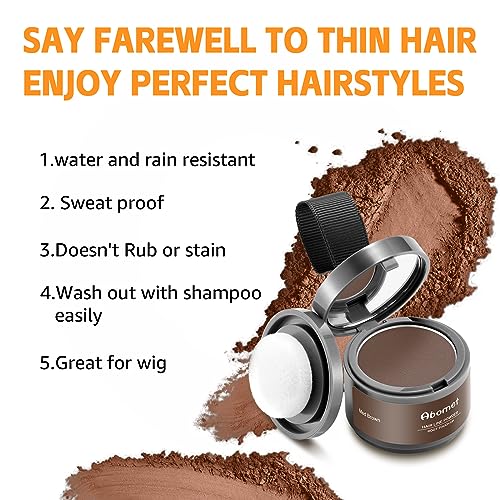 Root Touch Up Instantly Gray Hair Coverage Hairline Powder for Women & Men, Medium Brown for Concealing Hair Loss & Thinning Hair
