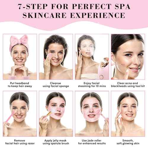Facial Steamer Spa Kit with 17 Skin Care Tools, Nano Ionic Face Steamer for Deep Cleaning Unclogs Pores, Warm Mist Humidifier Steamer for Face Home Sauna SPA, Self Care Gifts for Women