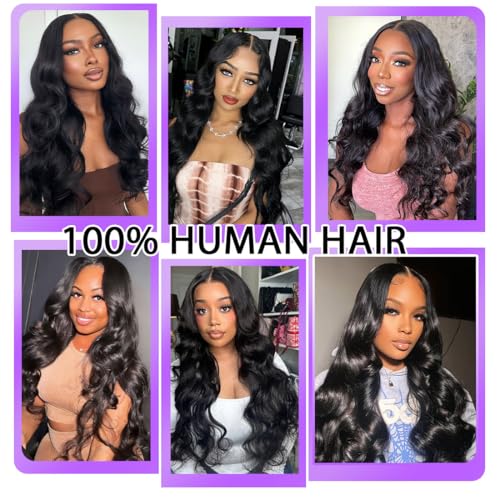 Human Hair Bundles Body Wave 12A Unprocessed Brazilian Virgin Weave 3 Bundles 18 20 22 Inch Real Human Hair Quick Weave Sew in Hair Double Weft Full and Thick Natural Black Wavy Hair for Women