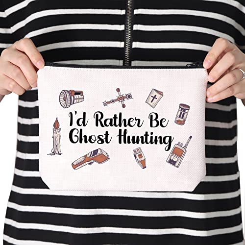 TSOTMO Paranormal Investigator Ghost Lover Merch I¡¯d Rather Be Ghost Hunting Zipper Pouch Makeup Bag (Ghost Hunting)