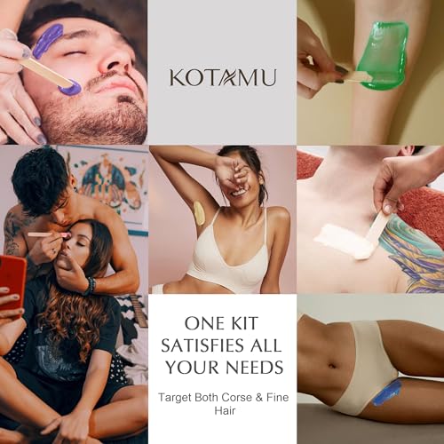 KOTAMU Waxing Kit for Women & Men, White Wax Kit for Hair Removal, Digital Waxing Pot for Thick Coarse Fine Fuzzy Hair & Sensitive Skin, Wax Warmer for Home Salon Use