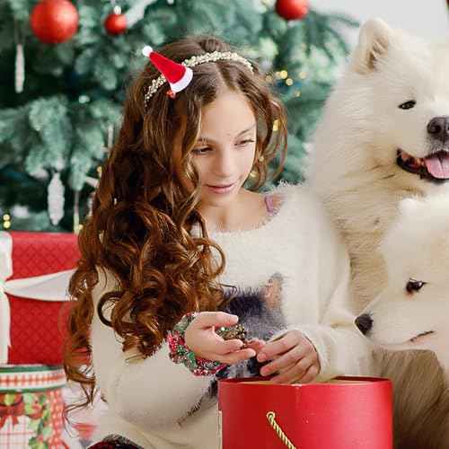 11 Pcs Christmas Hair Clips Cute Decorative Hair Accessories Christmas Hair Scrunchies Snowflake Plaid for Women Girls Cute Hairpin Antlers Bowknot Hat with A Bag