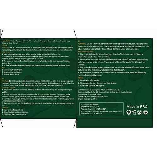 BB Mushroom Air Cushion, Avocado BB/CC Cream, All-Day Lasting Nude Foundation, Even Skin Tone Makeup Base, Easy to Apply, Thin, Moist