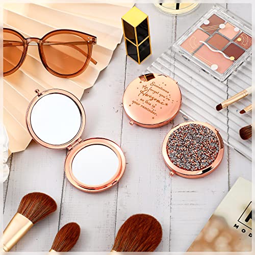 Roowest 20 Pcs Inspirational Compact Mirror You're Awesome Reminder Appreciation Gifts for Women Employee Coworker Friends Sisterhood Bulk Christmas Party Favors Magnifying Pocket Mirror (Rose Gold)
