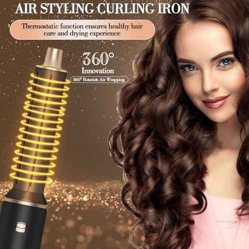 5-in-1 Hair Dryer Brush with Hot Air Curling & Negative Ion Technology - Versatile Styler for Drying, Curling, Straightening, and Volume Boosting, Holiday Gift for Women