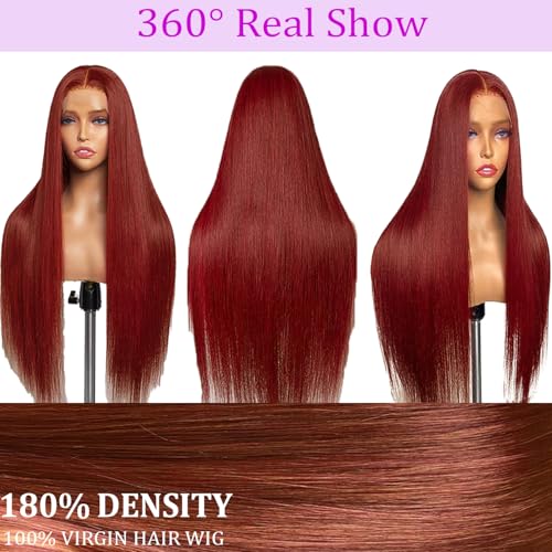 PANDA ANGEL Straight Lace Front Wigs Human Hair 13x4 HD Transparent Lace Front Wigs for Women Human Hair Reddish Brown Lace Front Wig N33# Colored Reddish Brown Full Frontal Wigs 20 Inch